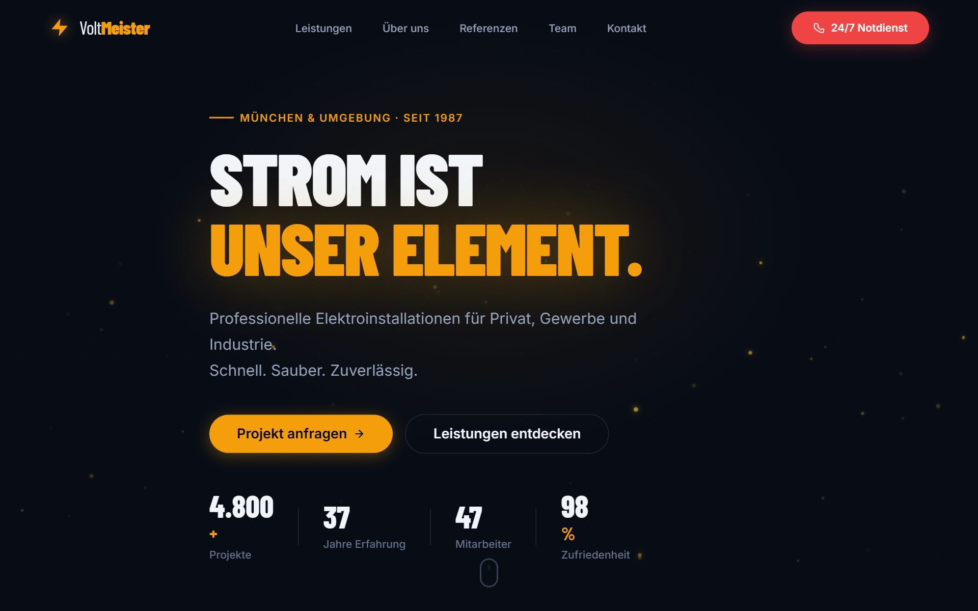 Demo-Webseite für einen Elektrobetrieb
