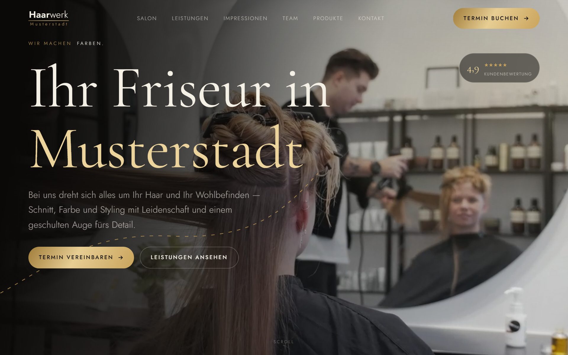 Demo-Webseite für einen Friseursalon
