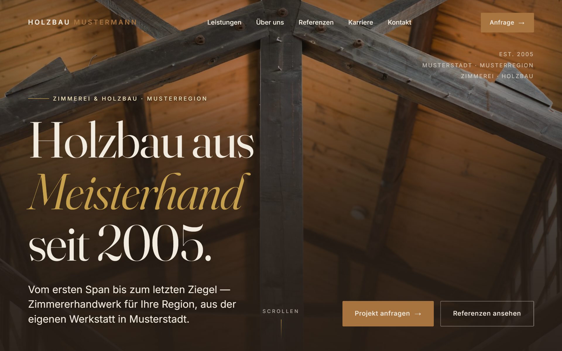 Demo-Webseite für eine Zimmerei