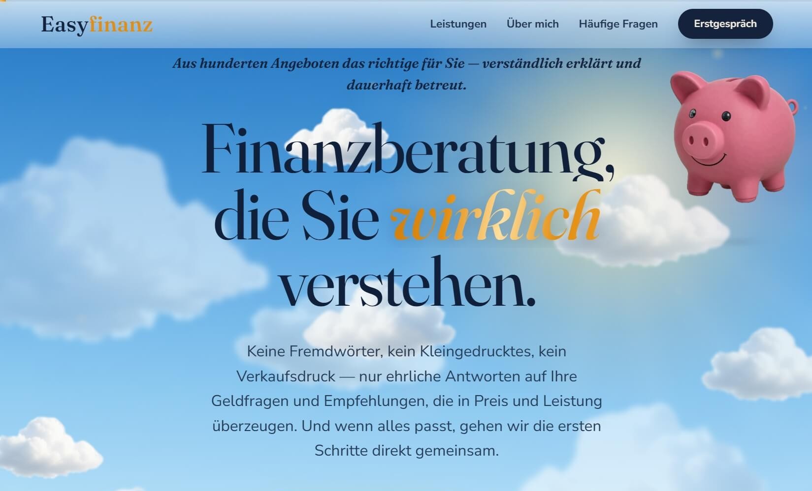 Webseite von Easyfinanz – unabhängige Finanzberatung
